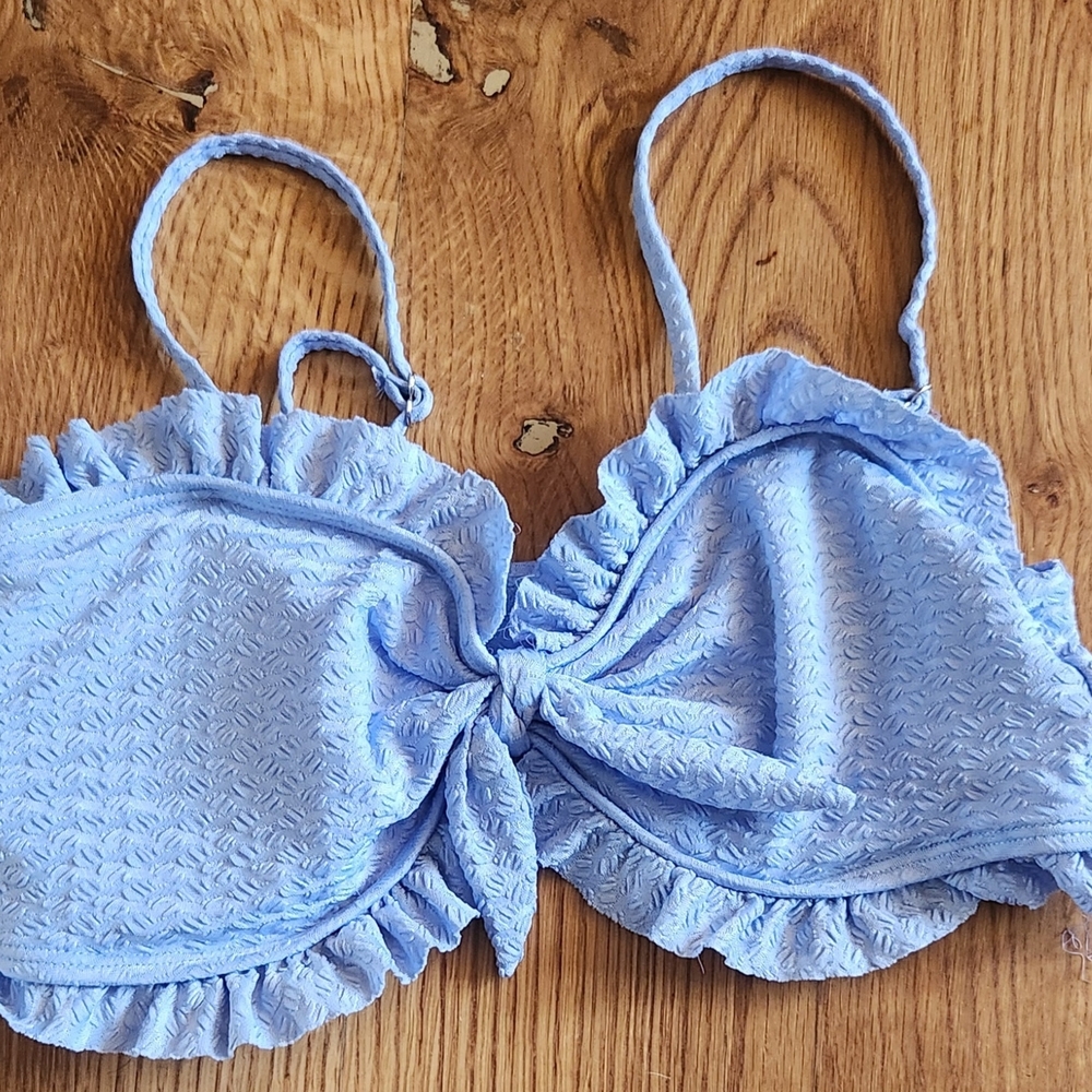 Light Blue Ruffle Bikini Top — Cute Swimwear